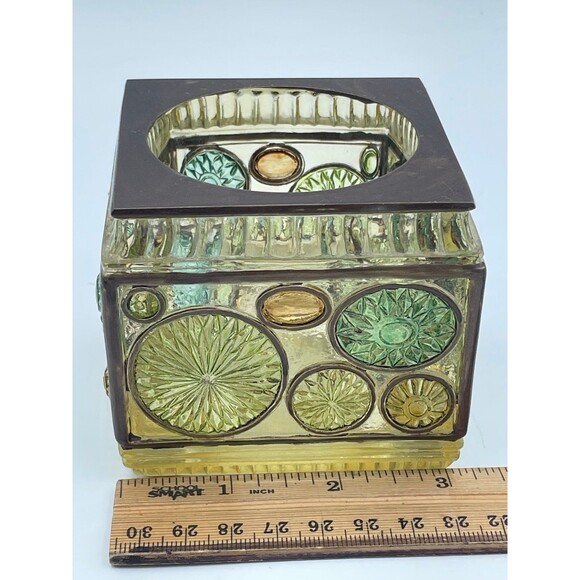 Zenna Home Hand Crafted India Ink Faux Stained Glass Acrylic Cube Glass Holder - Picture 7 of 9